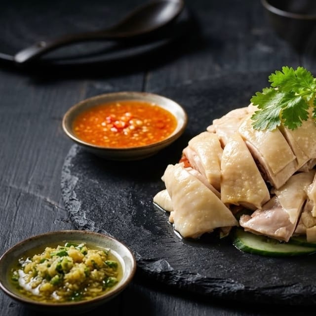 Hainanese Poached Chicken.