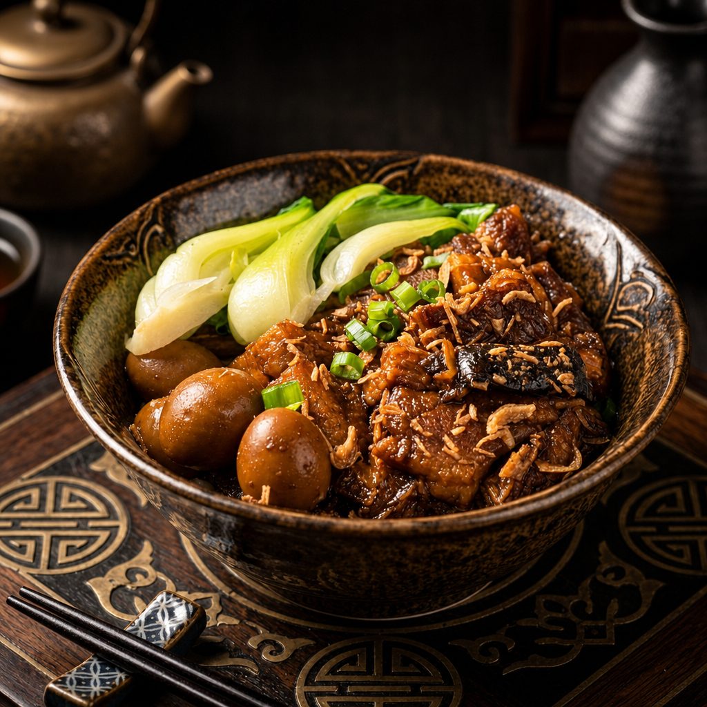 Braised Pork Belly Rice Bowl.