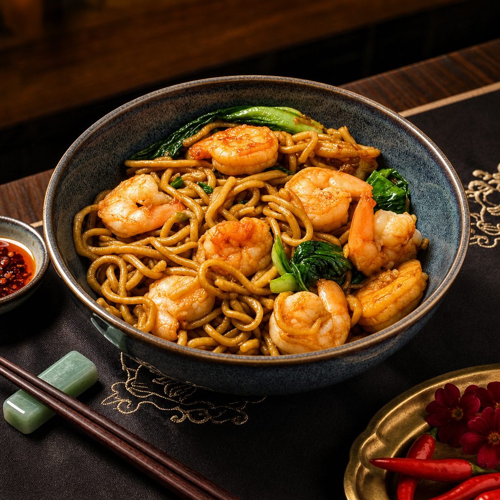 Stir Fry Shrimp Garlic Noodle.