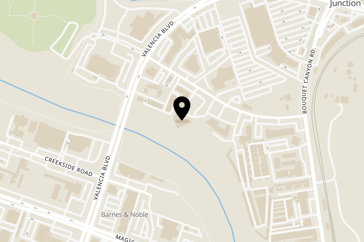 Map showing the location of T.C.G. Dim Sum & Noodle House on 23460 Cinema Drive in Valencia